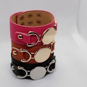 Anicelook Jewelry - Custom Leather Cuff Bracelet with Monogram charm Anicelook Jewelry - Custom Leather Cuff Bracelet with Monogram charm